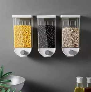 Recipientes de plástico transparente sellados de pared con dispensador a presión para cereales, granos, alimentos secos y granos de café - Product Image 1
