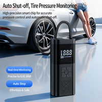 Gonfleur de pneus intelligent sans fil compact noir 12V avec affichage numérique, pression préréglée, arrêt automatique, charge rapide, gonflage complet