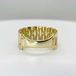 Duyizhao新しいデザインK14ゴールドメッキRollie Presidential Style Textured Band Ring for <span class=keywords><strong>Men</strong></span> Women Jewelry - Product Image 3