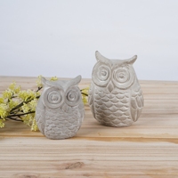 Sculptures rustiques Lianda en ciment pour décoration intérieure, table d'appoint avec hibou, figurines et bibelots pour la maison et le bureau