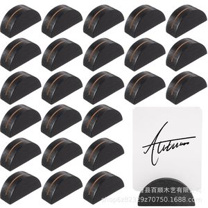 Wooden Card Holder Base 3 In Black Semi Circular For Business Cards Wedding Table Numbers <b>Name</b> <b>Tags</b> Office Home Use - Product Image 5