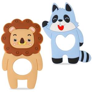 Meilleure vente dessins animés animaux pendentifs en silicone <span class=keywords><strong>de</strong></span> qualité alimentaire dentition soins bébé trucs jouets molaires bébé dentition - Product Image 2