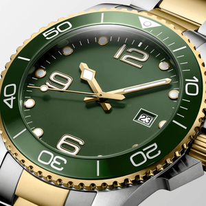 Reloj mecánico de acero inoxidable Longinesing con una gran esfera verde dorada y marcadores de hora llamativos para uso diario - Product Image 5