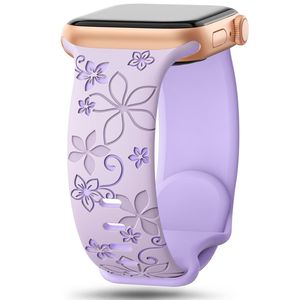 Correa de Reloj de Silicona de Doble Color para Apple Watch 10 Ultra 1/2 con Textura de Flor de Bauhinia Grabada con Láser - Product Image 4