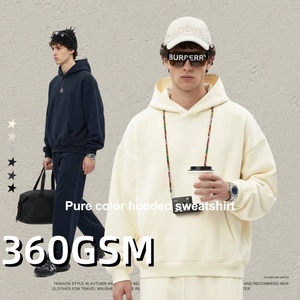 โรงงานขายส่ง OEM ODM รับผลิตเสื้อฮู้ดดี้โอเวอร์ไซส์ผ้าฝ้ายเฟรนช์เทอร์รี่สีพื้น สตรีทแวร์ พร้อมสกรีนโลโก้และรับผลิตแบรนด์ส่วนตัว สำหรับผู้หญิงและผู้ชาย - Product Image 1