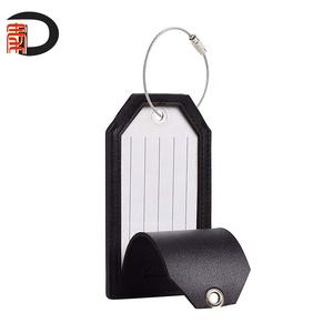 Étiquettes de bagages en cuir PU, avec fil de câble en acier inoxydable, Design personnalisé pour sac de <span class=keywords><strong>voyage</strong></span>, <span class=keywords><strong>bon</strong></span> marché, pièces - Product Image 4