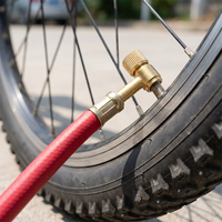 Tuyau de gonflage pour compresseur d'air à double valve en caoutchouc rouge en forme de T avec connecteur rapide en laiton pour pompe à air de pneu