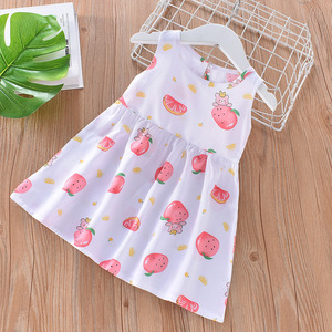 Abito Estivo per Bambine in Fibra di Viscosa, Stile Principessa Floreale, Senza Maniche, Linea A, Produzione ODM Europea - Product Image 4