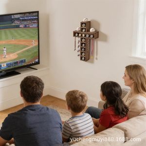 Wooden Baseball Ring Display Rack 8 Layers <b>Desktop</b> Storage <b>Shelf</b> For Rings Medals Balls Sports Collectibles - Product Image 3
