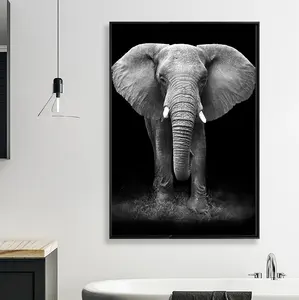 Benutzer definierte Tier Leinwand druckt Elefant Zebra Giraffe Schwarz-Weiß-Malerei Wand kunst Wohnkultur