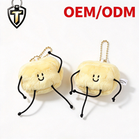 Porte-clés en peluche amusant en forme de beurre de dessin animé, pendentif de sac en peluche doux et moelleux avec visages souriants et membres flexibles, idéal pour ornement et cadeau quotidien