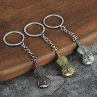 Porte-clés violon gravé en alliage de zinc avec anneau fendu, accessoire idéal pour les cadeaux d'enseignants en musique