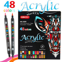 Ensemble de marqueurs acryliques double tête et double couleur U+ NO.333 pour étudiants, séchage rapide, créatif, bricolage, pointe souple, peinture graffiti, papier aquarelle