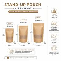 Sacs d'emballage alimentaire personnalisés en papier kraft avec fenêtre transparente pour café, thé, noix, refermables, à fermeture éclair, à fond plat