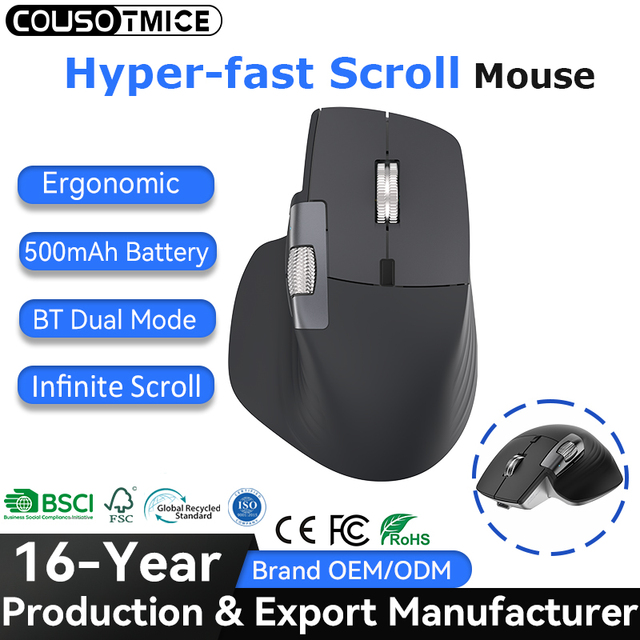 2026 New Ergonomic Rechargeable Silent Mouse Flying Scroll Bluetooth Mice for Laptop, Computer, Tablet Wireless Bluetooth Mouse