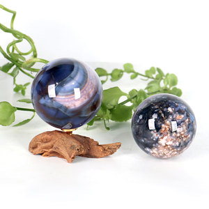 High Quality Wholesale Flower Agate <b>Ball</b> Spirit <b>Crystal</b> Blue Sakura Sphere Polished for Home Decoration and Healing - Product Image 2