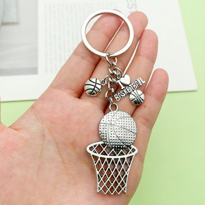 Hip-Hop Sports <strong>Basketball</strong> Football Tennis Badminton Alloy Keychain Creative Game Peripheral Gift Key Ring Pendant Wholesale - Product Image 1