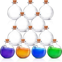 Bouteilles en verre sphériques de 250 ml avec bouchon en liège, flacons ronds pour potions, bouteilles de vin décoratives, pots sphériques en verre pour sable