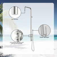 Panneau de douche extérieur en acier inoxydable Robinets muraux autonomes de conception de pluie polie pour salles de bains d'hôtels