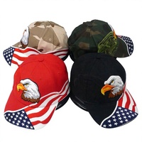 Casquette de baseball premium avec broderie 3D Aigle, motif camouflage drapeau américain, logo personnalisé, casquette tactique streetwear détaillée, vente en gros, casquette structurée