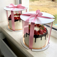Boîte à gâteau transparente de 8 à 12 pouces, emballage pour dessert, boîte à gâteau surprise, boîte à gâteau longue personnalisée imprimée, boîtes à gâteau de 9 pouces 12x12x8 avec base
