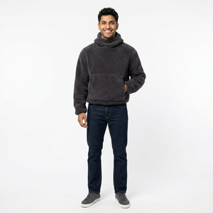 Cut Sew Manufacturer Regular Fit Hooded Sweatshirt <b>Mock</b> <b>Neck</b> Hoodies Men 100% Organic Cotton Sherpa Fleece Winter Vintage High - Product Image 1