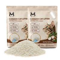 Litière pour chat en manioc à forte agglomération, biodégradable, à faible teneur en poussière, à base végétale, jetable aux toilettes, OEM ODM, marque privée, vente en gros pour chatons