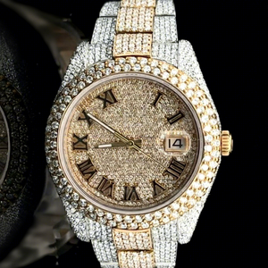 Reloj de Pulsera de Moda con Movimiento Automático, Esfera con Indice, Resistente al Agua 10 Bar, Caja de Acero Inoxidable con Moissanita, Estilo Hip-Hop, Gran Venta - Product Image 1