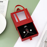 Boîte cadeau à bijoux avec logo personnalisé, fenêtre transparente, emballage en papier de luxe pour bague, collier, boucles d'oreilles, bracelet