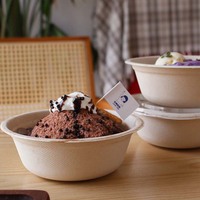 Bols jetables compostables en pulpe de bagasse de canne à sucre pour restaurant, mariage, soupe et salade, 32 oz, avec couvercle PET, compatibles micro-ondes