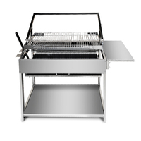 Barbecue portable en acier avec hauteur réglable, gril à charbon manuel avec panier rotatif, facile à retourner, pour usage domestique