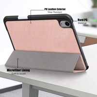 Fungsi Bangun Tidur Otomatis Trifold Berdiri Sampul Belakang PC Keras Casing Tablet Pintar Kulit untuk iPad Mini 6 8.3 Inci