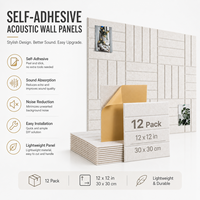 JoyShine Lot de 12 Panneaux Acoustiques Muraux 30x30cm Auto-Adhésifs Insonorisants Réducteurs de Bruit Écologiques Art Moderne Anniversaire OEM