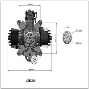 Motor para Paramotor DLE170M, 17.5HP/7500rpm, Arranque Eléctrico, Sistema de Potencia de Gasolina para UAV, Generación de Energía por Cilindro - Product Image 6