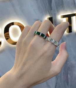 高級ブライダルエメラルドカットダイヤモンドウェディングエンゲージメントリングアメジストジェムストーン925スターリングシルバーczキュービックジルコニアリング女性用 - Product Image 1