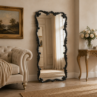 Miroir pleine longueur FRH Gold Ornate Baroque 80x170cm, cadre sculpté en MDF, verre HD, décoration de chambre d'hôtel de luxe, vente en gros OEM