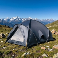 Tente de randonnée tunnel légère et coupe-vent pour 2 personnes, quatre saisons, avec poteaux en aluminium, imperméable 3000, double porte, pour camping en extérieur