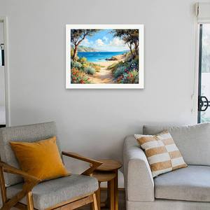 Kit de peinture par numéros de chemin côtier pour adultes-<span class=keywords><strong>Sentier</strong></span> de bord de mer bricolage avec fleurs 16x20 pouces, décoration d'art sans cadre ou cadeaux - Product Image 4