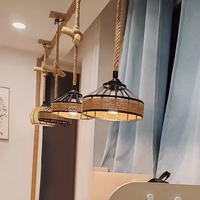 Lustre en fer réglable en hauteur, style rétro américain, avec corde en chanvre, pour café, restaurant, bar, par Zhongshan Lamps