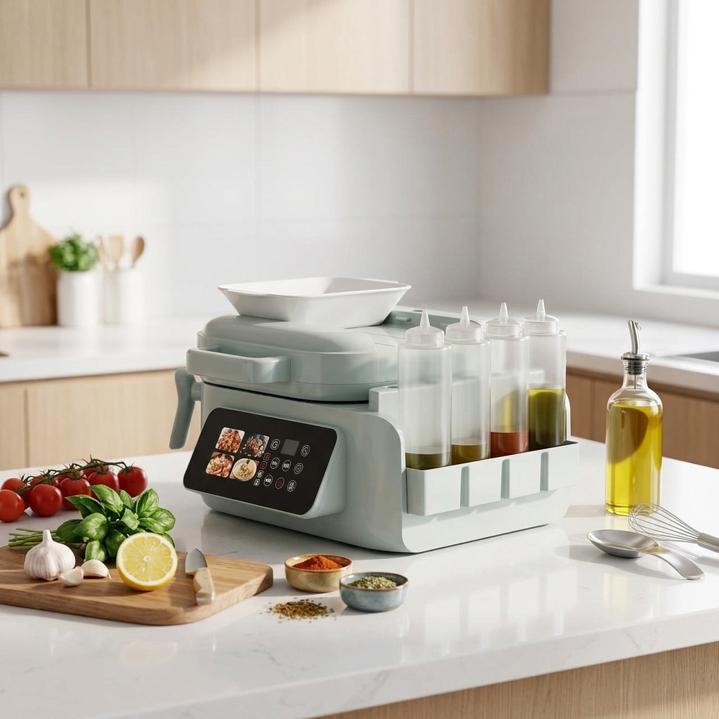 Intelligent IH Cooking Machine Automatic Stir-fry Robot Smoke-free Smart Multi-Cooker with Sauce Dispensers