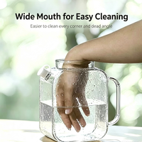 Carafe carrée en verre résistante à la chaleur pour eau froide, avec bec verseur anti-fuite et couvercle en acier inoxydable, idéale pour jus et thé glacé, compatible réfrigérateur