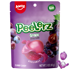 Caramelle Morbide Amos Peelerz 3oz, Gommose Pelabili alla Frutta, Caramelle Gommose al Gusto Uva - Product Image 1