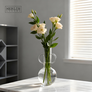 Merlin Living Round Design <span class=keywords><strong>Glass</strong></span> Vase <span class=keywords><strong>Home</strong></span> Decoração Sala Acessórios para Vidro e Cristal Vasos - Product Image 2