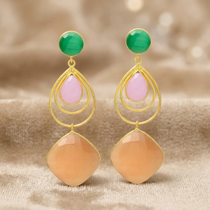 Nuevo Diseño de Gema de Calcedonia Melocotón Rosa Hidroplacada en Oro, Estilo Étnico, Hecho a Mano, para Mujer y Unisex, Ideal para Fiestas de Compromiso - Product Image 2