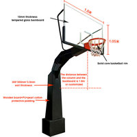 Cancha de baloncesto American Conical Shape Adultos Estándar en el suelo Meta de aro de baloncesto fijo para la escuela