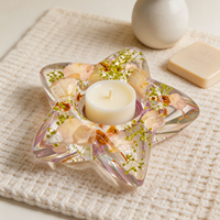 Support de bougie chauffe-plat en résine fait main avec fleurs préservées, décoration florale séchée pour chambre à coucher, ornement romantique et cadeaux