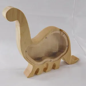 Creatieve Dier Vorm Geld Besparende Doos Hout Dinosaurus Spaarpot Custom Houten Verjaardag Kerstcadeaus Voor Jongens Meisjes Hy Geschilderd