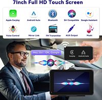 Moniteur de voiture sans fil CarPlay IPS TN 7 pouces, caméra de recul, miroir, BT, USB, carte SD, FM, DVR, amplificateur stéréo B500W