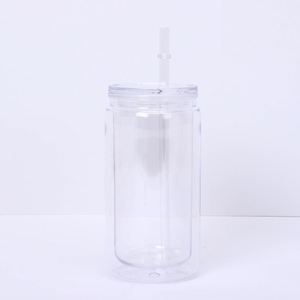 Gobelet Mason de 16 oz à double paroi, sans BPA, en plastique enduit, avec paille intégrée, pour le camping et la salle de sport, écologique, de qualité alimentaire et robuste - Product Image 4