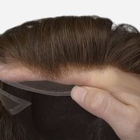 Perruque de vente en gros de toupet entièrement en dentelle naturelle confortable pour hommes avec nœuds de blanchiment à faible densité système de remplacement de cheveux humains en dentelle française